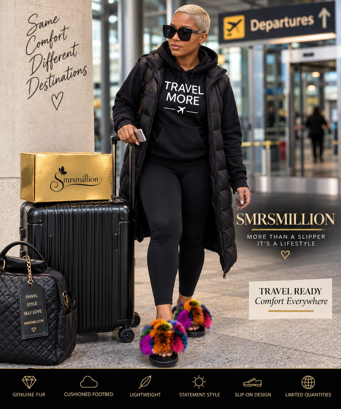 Pom-Pom Luxe Slides