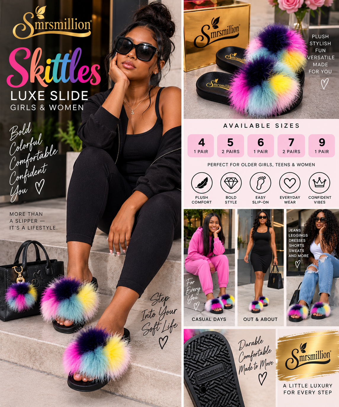 Skittles Luxe Slide – Girls & Women